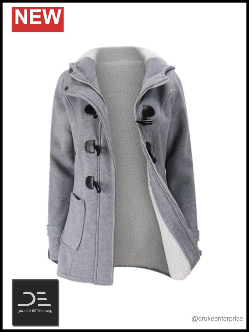 Womens Fleece Thicken Coat Hood Winter Warm Jacket Horn Button